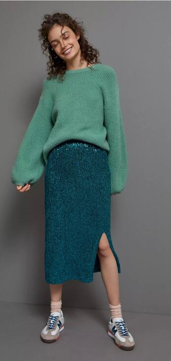 Anthropologie Dresses & Skirts - Anthropologie Maeve Alicia Sequined Midi Skirt Green Size Small